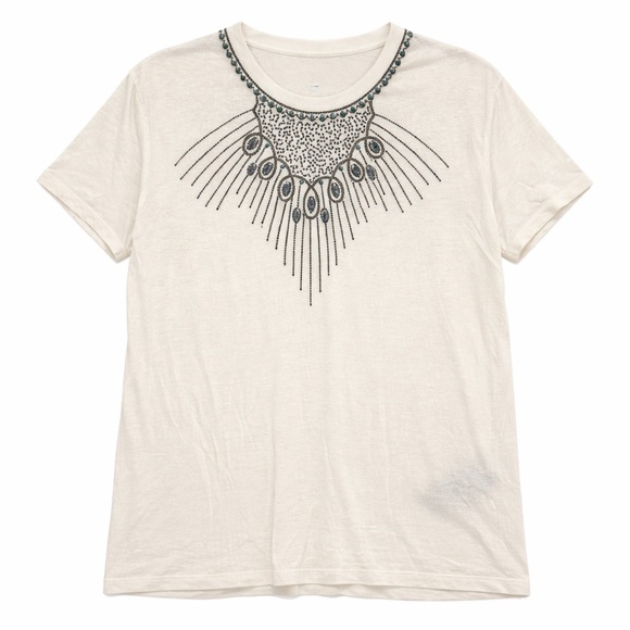 The Kooples Tops - The kooples White Linen & Beaded T-shirt